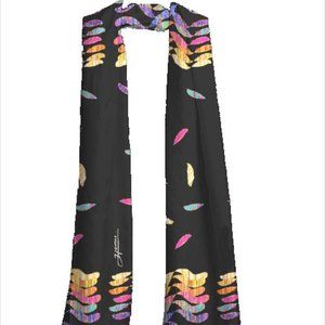 Ahimsa (Peace) Pure Silk Scarf - Contemporary Black, NEW - Extremely soft, silky